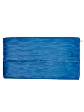 Louis Vuitton Toledo Blue Epi Leather Pochette Portefeuille Long Wallet Vintage
